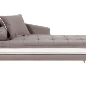 Left Hand velluto Chaise Lounge Brown White GONESSE