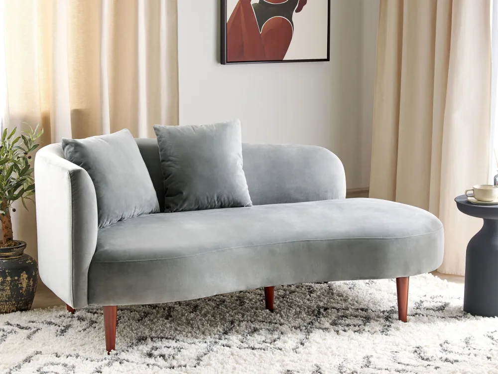 Left Hand Velluto Chaise Lounge Light Grey CHAUMONT