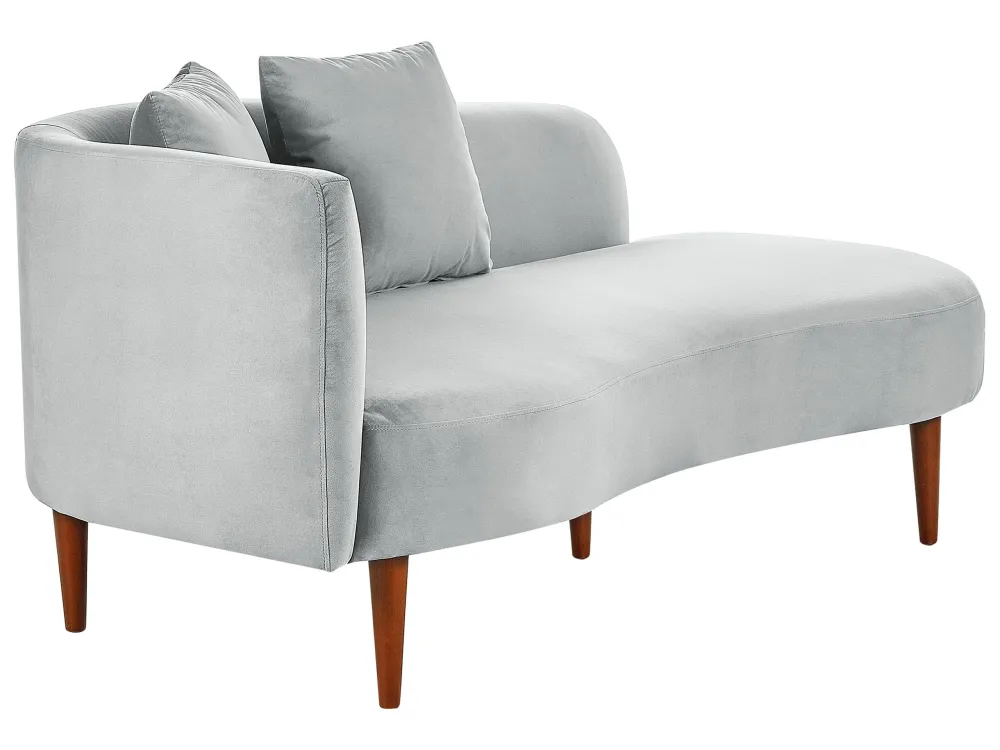 Left Hand Velluto Chaise Lounge Light Grey CHAUMONT