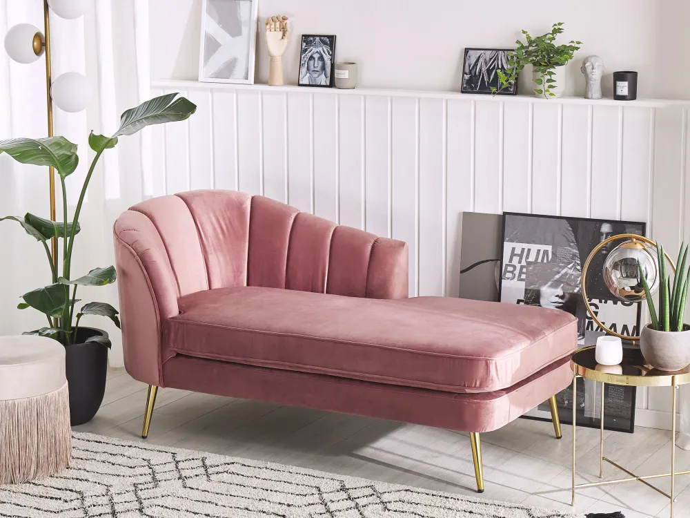 Left Hand velluto Chaise Lounge Pink ALLIER