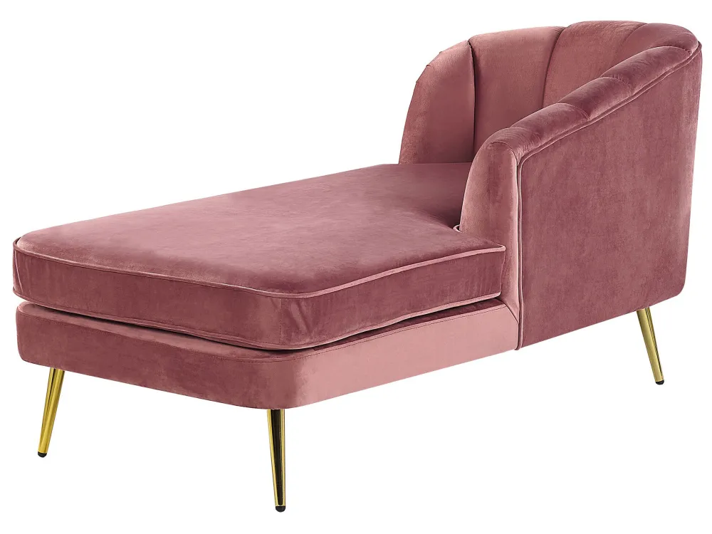 Left Hand velluto Chaise Lounge Pink ALLIER