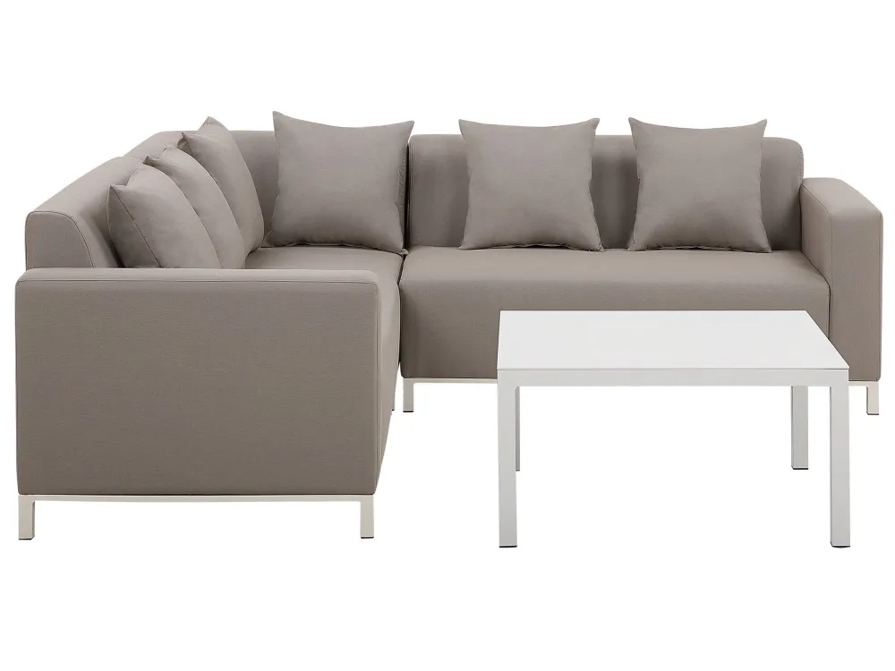 Outdoor Upholstered Sofa Lounge Set BELIZE Pes Beige Right Hand 5 Seater