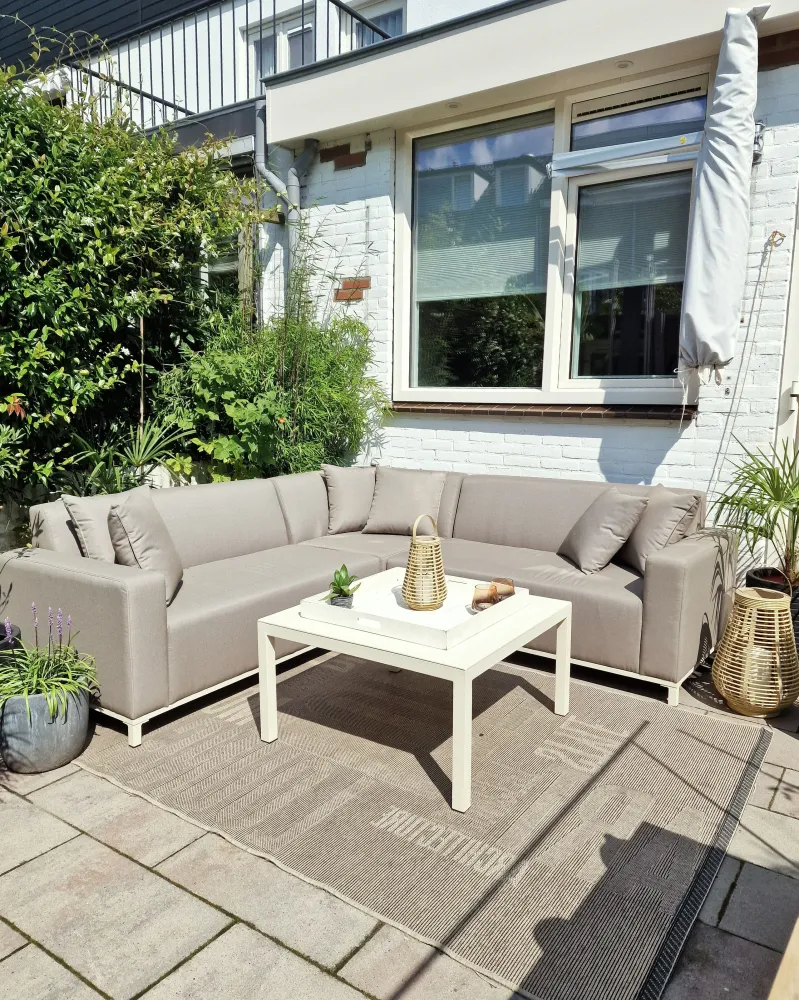 Outdoor Upholstered Sofa Lounge Set BELIZE Pes Beige Right Hand 5 Seater
