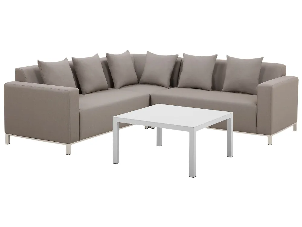 Outdoor Upholstered Sofa Lounge Set BELIZE Pes Beige Right Hand 5 Seater