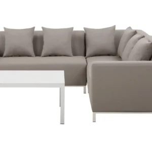Outdoor Upholstered Sofa Lounge Set BELIZE Tessuto sintetico Beige Left Hand 5 Seater