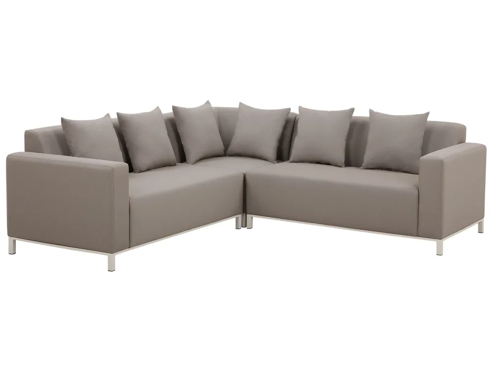 Outdoor Upholstered Sofa Lounge Set BELIZE Tessuto sintetico Beige Left Hand 5 Seater