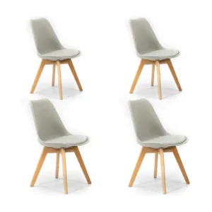 Pack 4 sedie Klara Grey, gambe legno e seduta imbottita