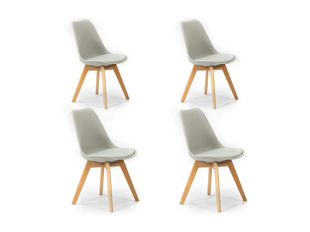Pack 4 sedie Klara Grey, gambe legno e seduta imbottita