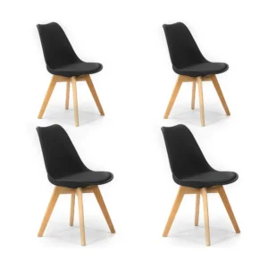 Pack 4 sedie Klara nere, gamba legno e seduta imbottita