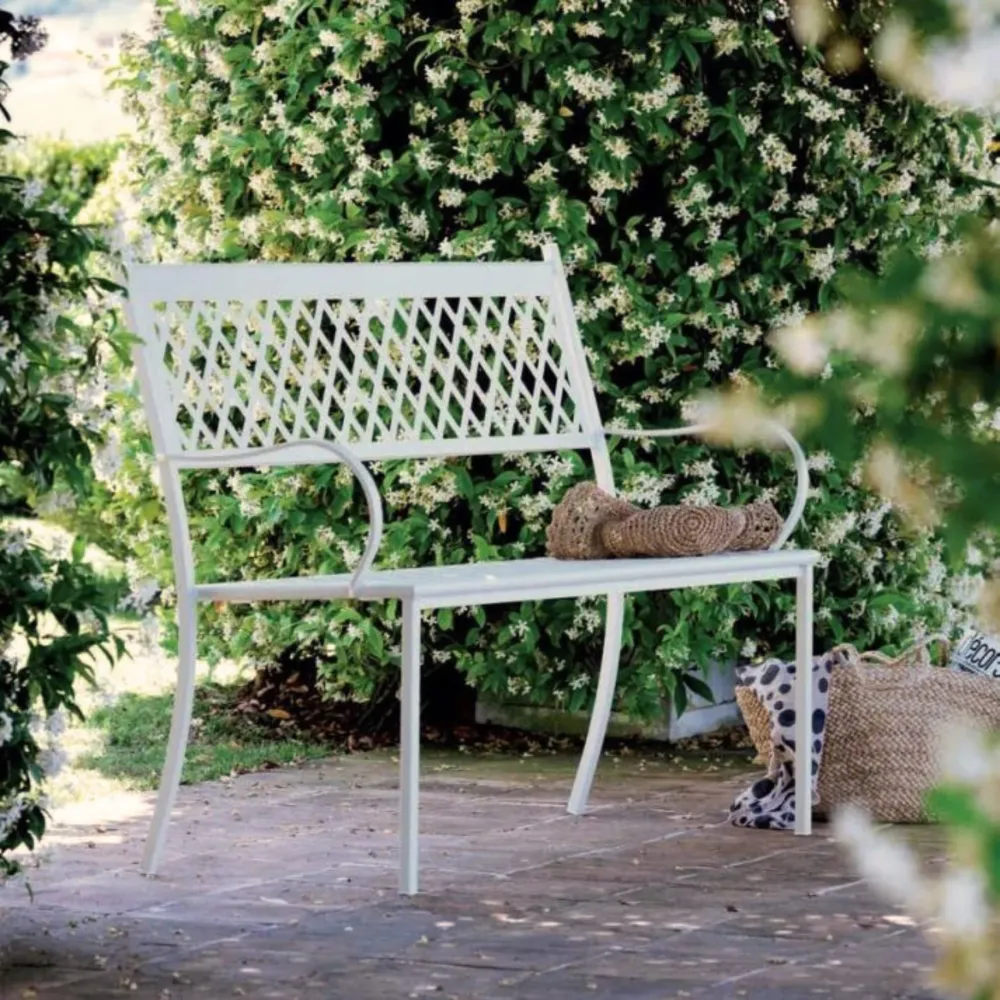 Panca metallo da giardino "Summertime" sofà impilabile cm 127x56 93h