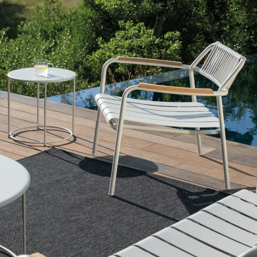 Poltrona bassa con schienale corda "Verdea Rope" sedia lounge da giardino cm 74x70 74h
