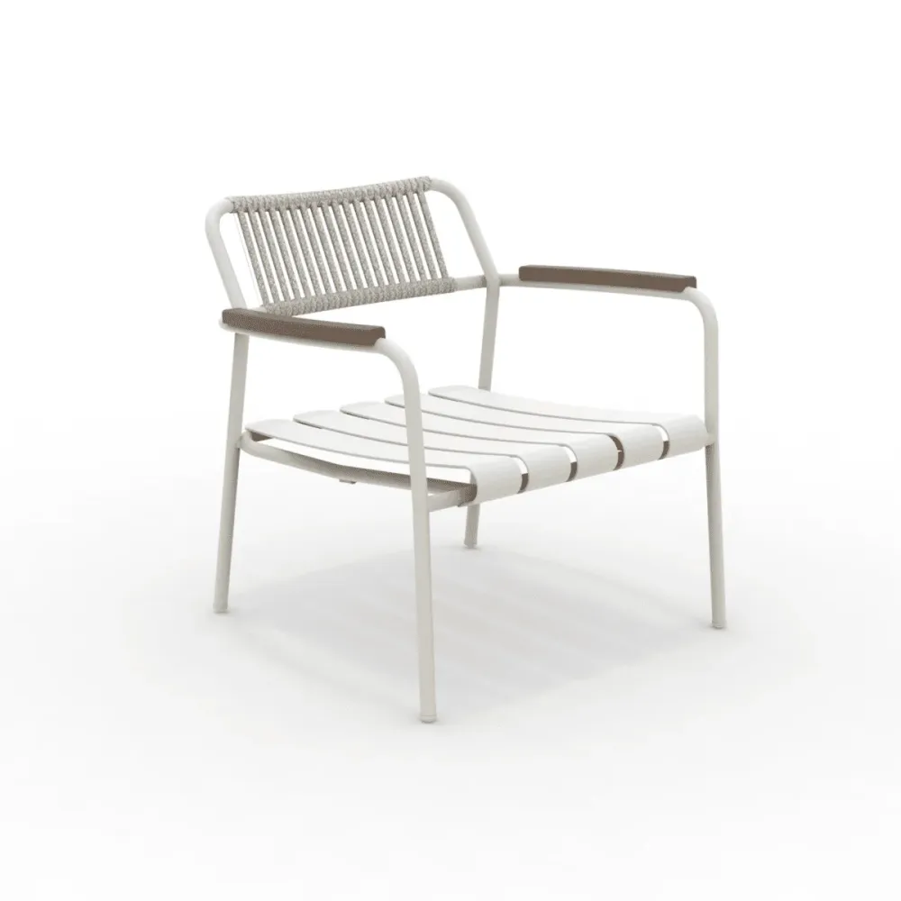 Poltrona bassa con schienale corda "Verdea Rope" sedia lounge da giardino cm 74x70 74h