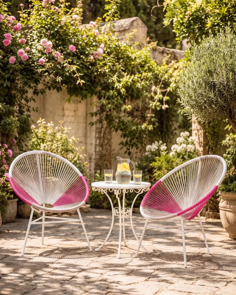 Poltrona Dondolo Sedia da giardino ACAPULCO Fucsia
