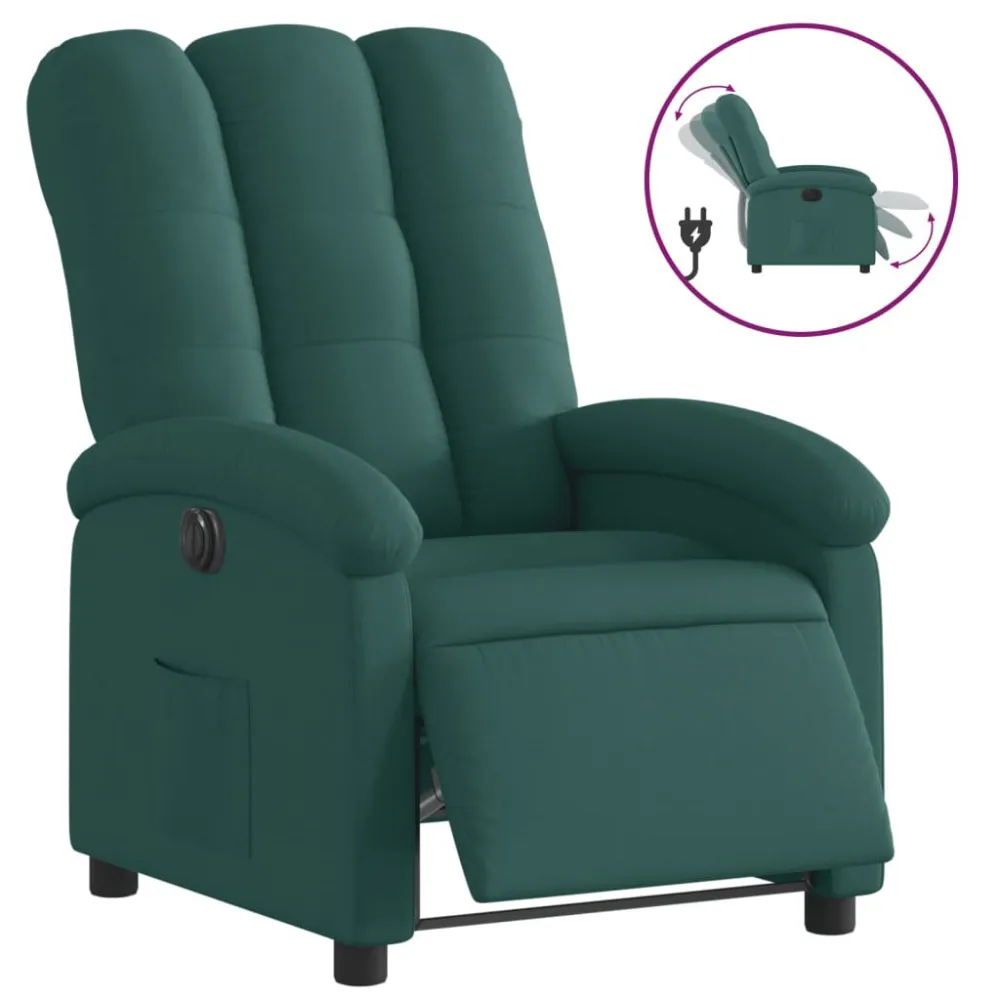 Poltrona Elettrica Reclinabile Verde Ombroso Tessuto
