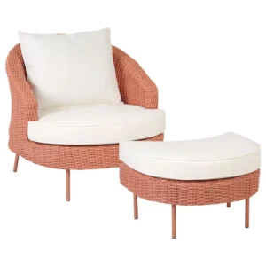 Poltrona da giardino con ottomana ARCILLE Rosa pesca