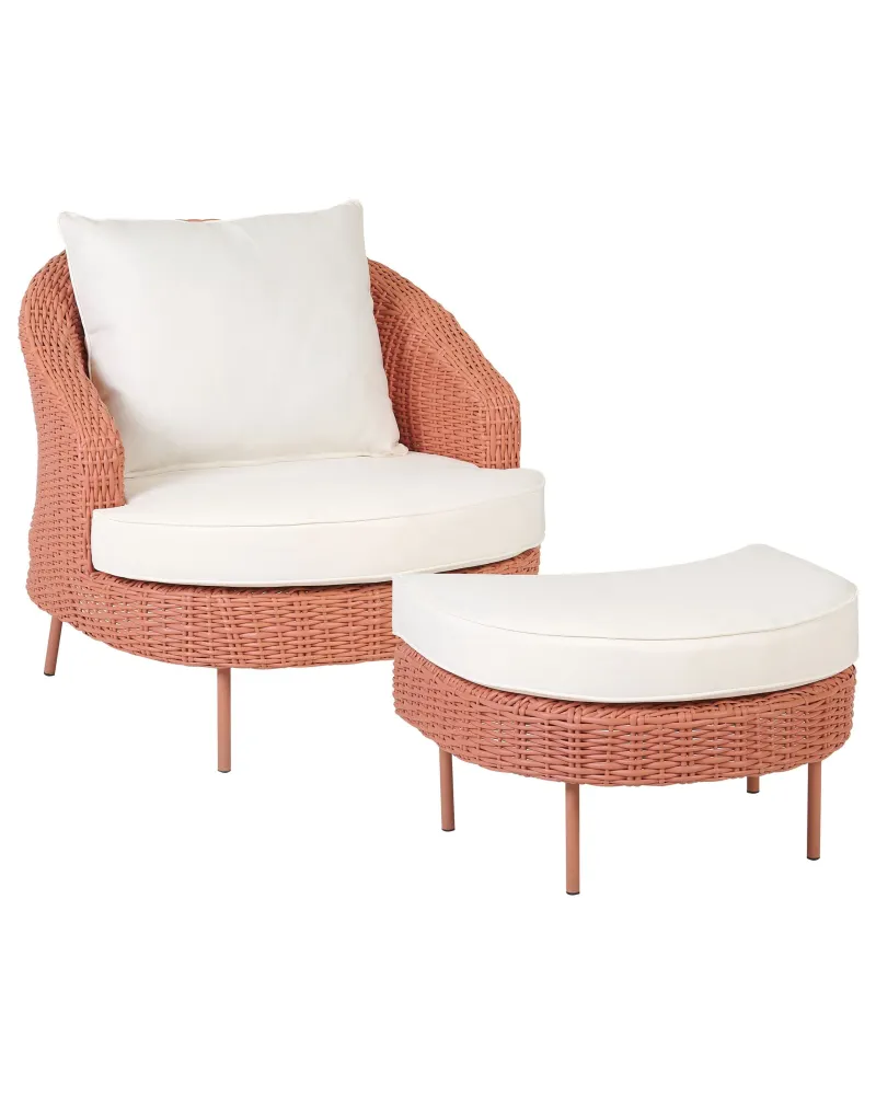 Poltrona da giardino con ottomana ARCILLE Rosa pesca