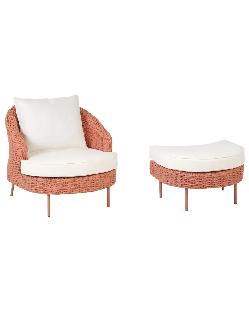 Poltrona da giardino con ottomana ARCILLE Rosa pesca