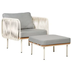Poltrona da giardino con ottomana SENISE Grigio