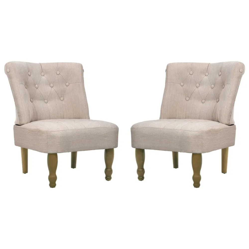 Poltrone Stile Francese 2 pz Crema Tessuto