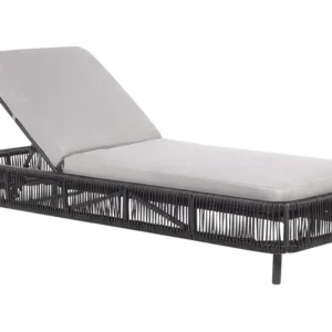 PE Rattan Reclining Sun Lounger Grey OSINI
