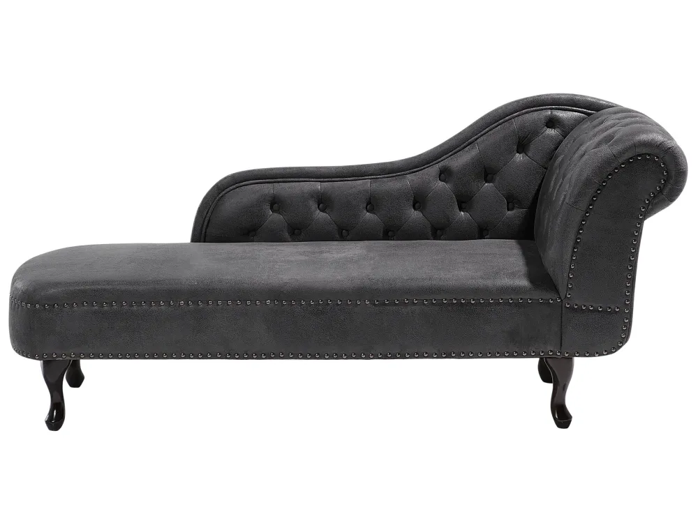 Right Hand Chaise Lounge Faux Camoscino Grey NIMES
