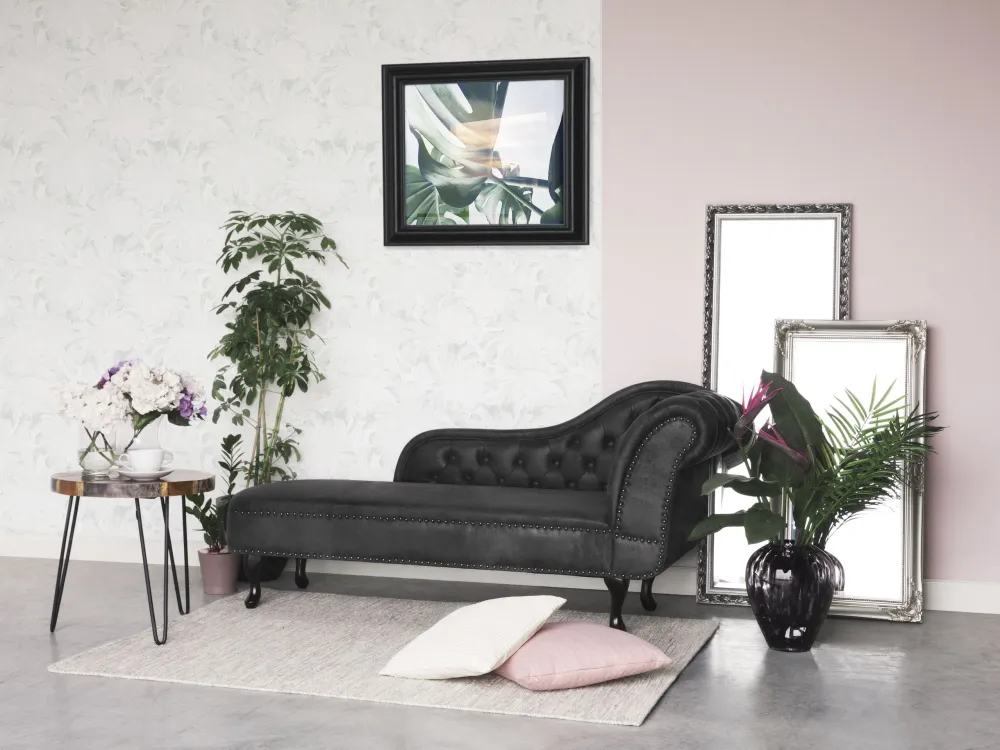 Right Hand Chaise Lounge Faux Camoscino Grey NIMES
