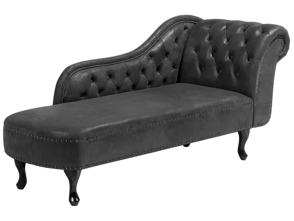 Right Hand Chaise Lounge Faux Camoscino Grey NIMES