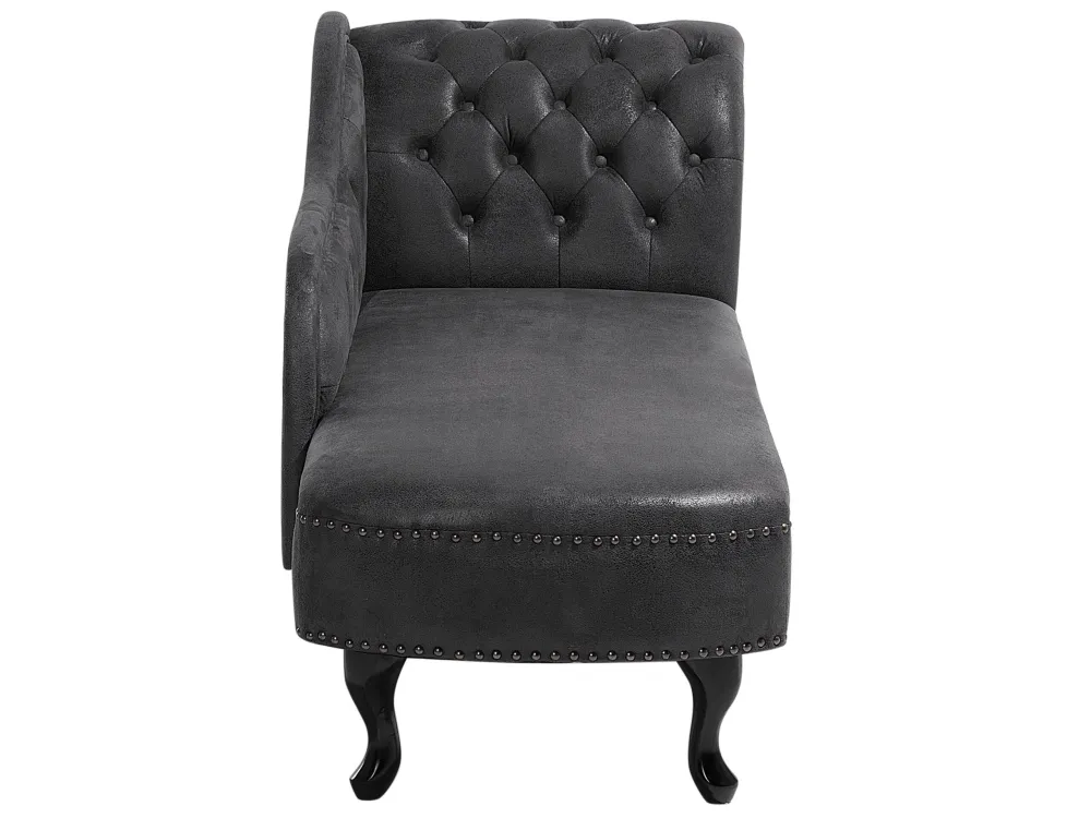 Right Hand Chaise Lounge Faux Camoscino Grey NIMES