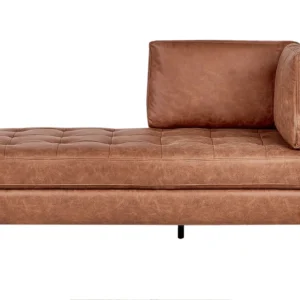 Right Hand Faux pelle Chaise Lounge Golden Brown REBAIS