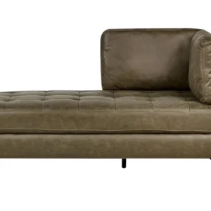 Right Hand Faux pelle Chaise Lounge Green REBAIS