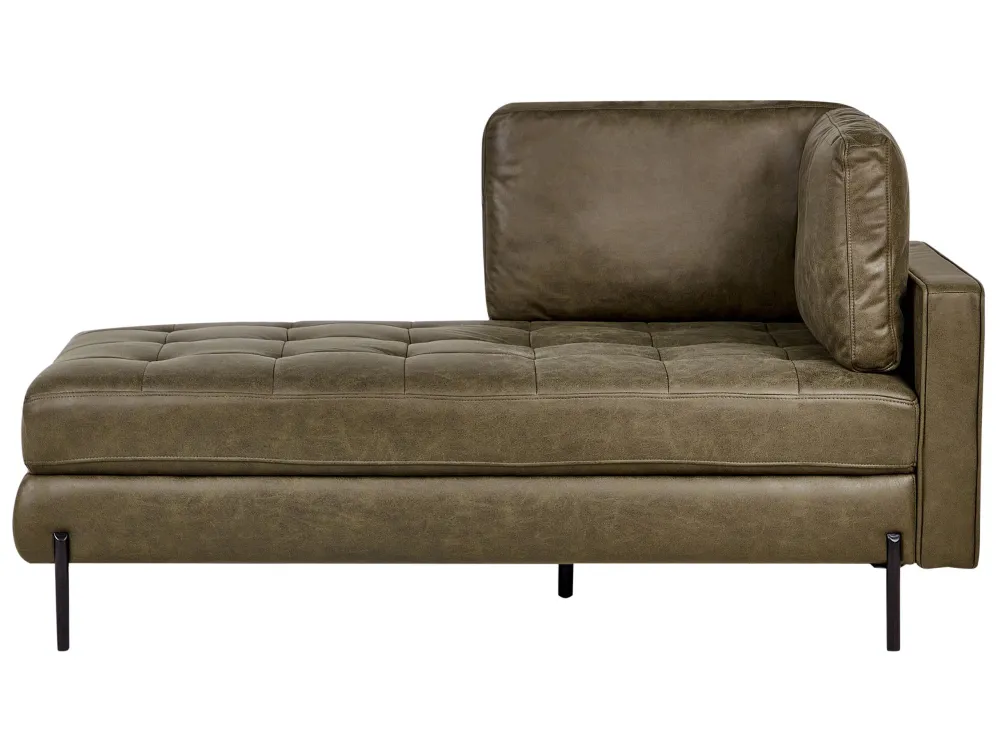 Right Hand Faux pelle Chaise Lounge Green REBAIS