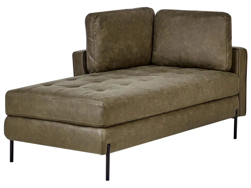 Right Hand Faux pelle Chaise Lounge Green REBAIS