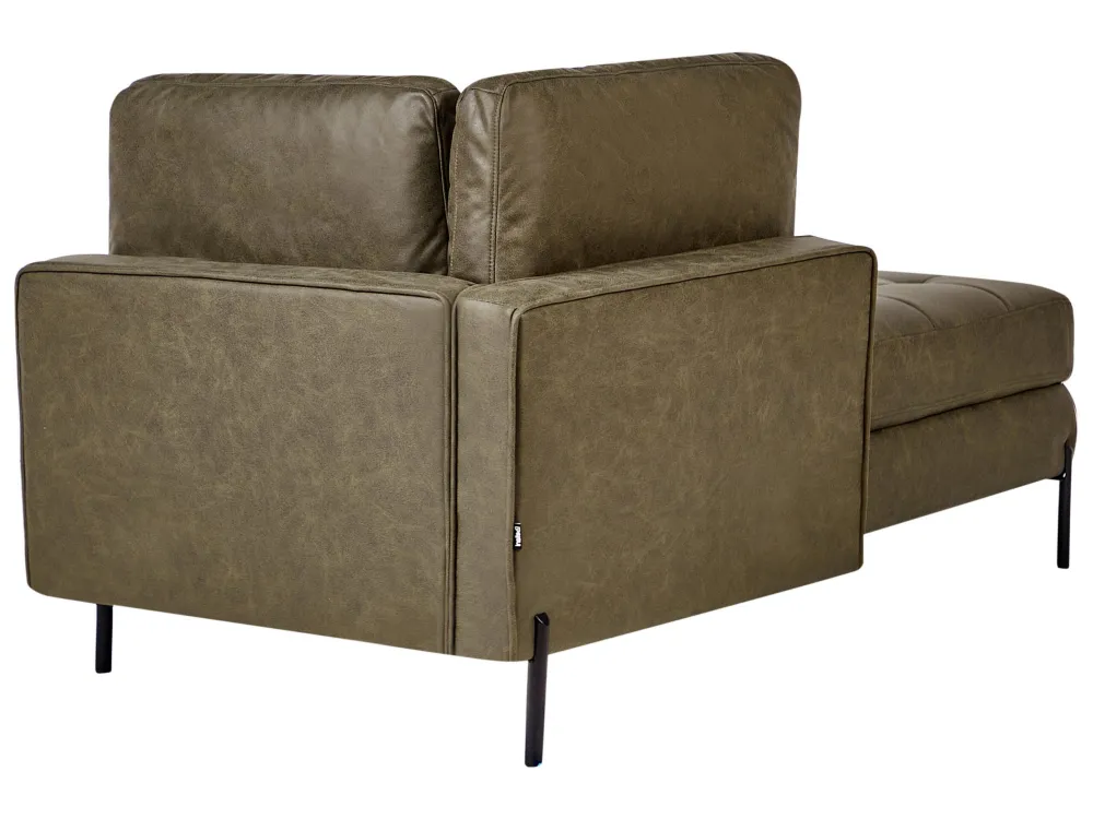 Right Hand Faux pelle Chaise Lounge Green REBAIS