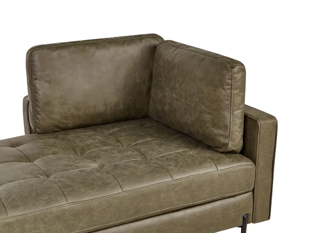Right Hand Faux pelle Chaise Lounge Green REBAIS