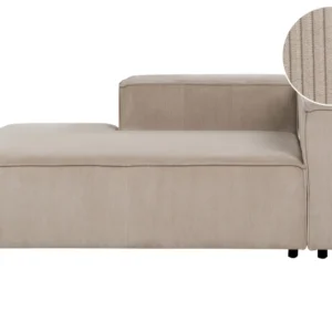 Right Hand Gigante Cord Chaise Lounge Light Brown APRICA