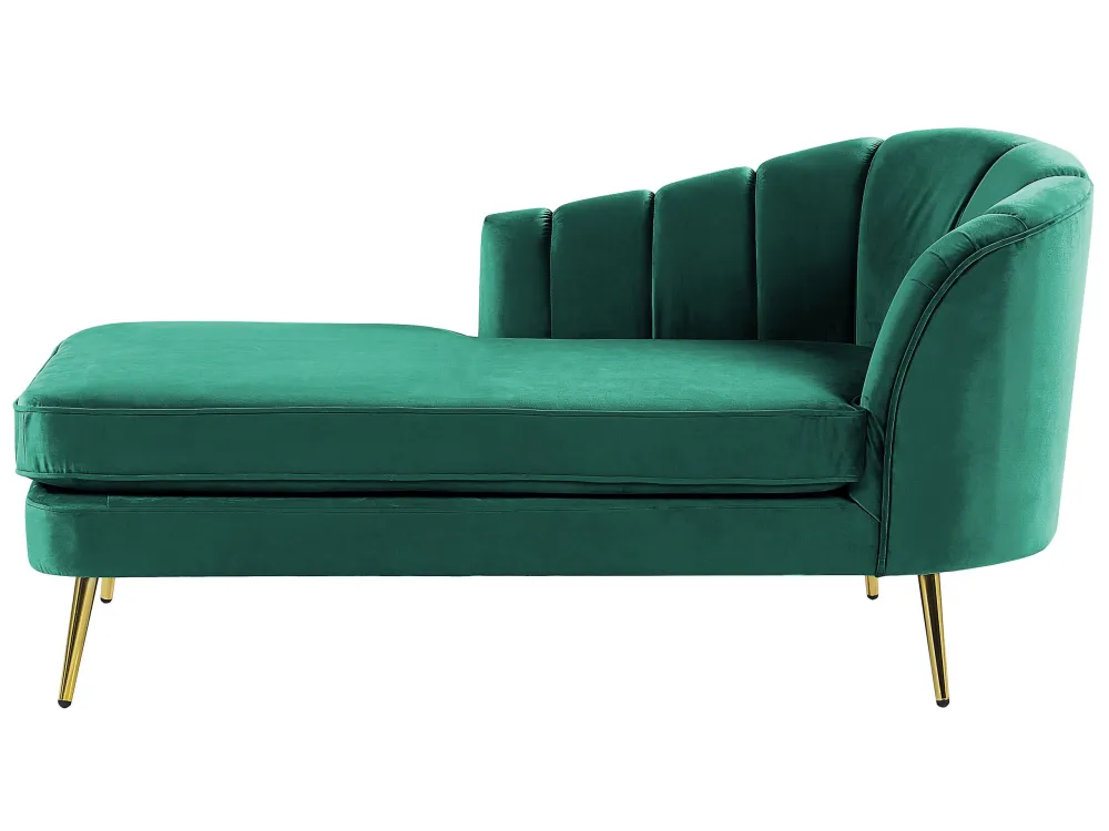 Right Hand Vellutato Chaise Lounge Emerald Green ALLIER