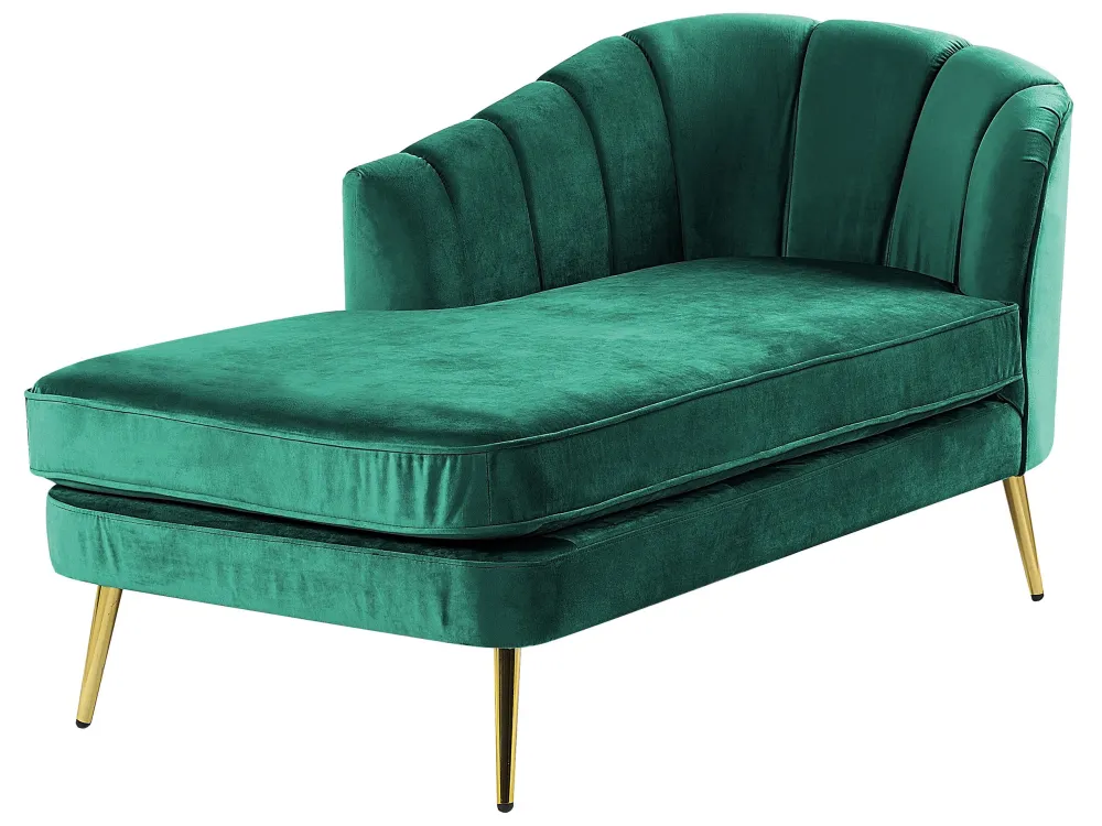 Right Hand Vellutato Chaise Lounge Emerald Green ALLIER