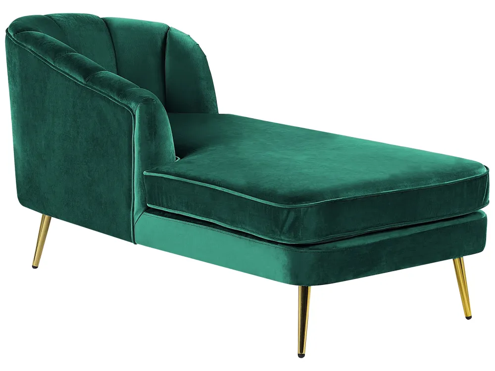 Right Hand Vellutato Chaise Lounge Emerald Green ALLIER