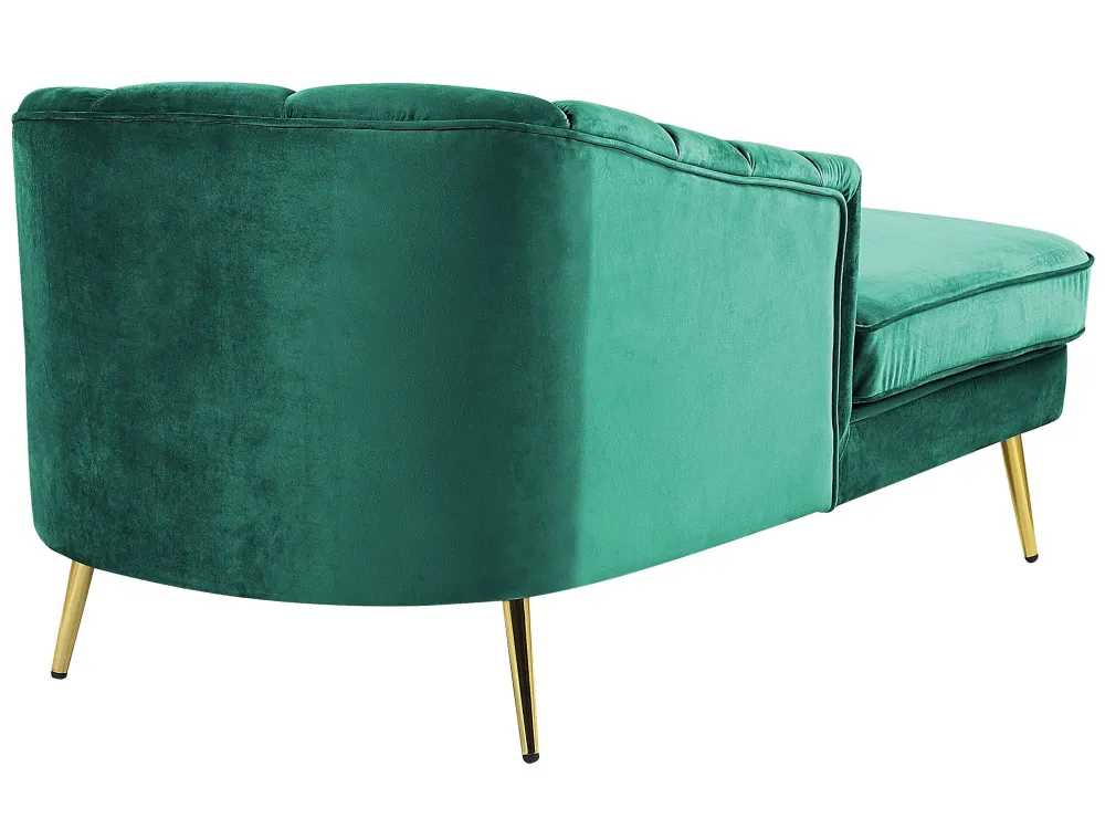 Right Hand Vellutato Chaise Lounge Emerald Green ALLIER