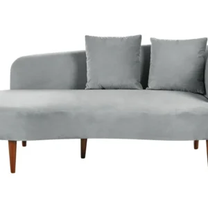 Right Hand Di velluto Chaise Lounge Light Grey CHAUMONT