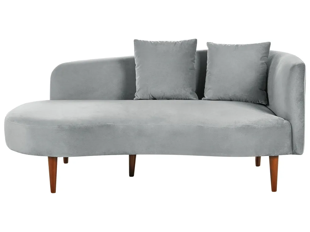 Right Hand Di velluto Chaise Lounge Light Grey CHAUMONT