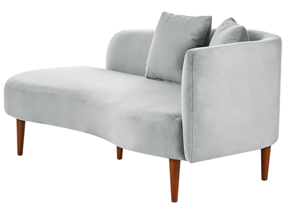 Right Hand Di velluto Chaise Lounge Light Grey CHAUMONT