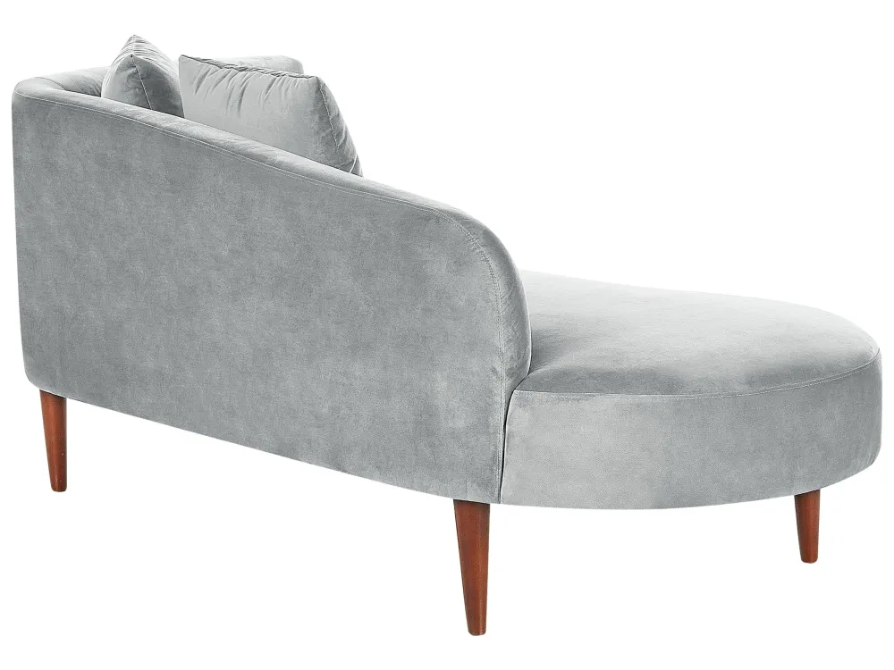 Right Hand Di velluto Chaise Lounge Light Grey CHAUMONT