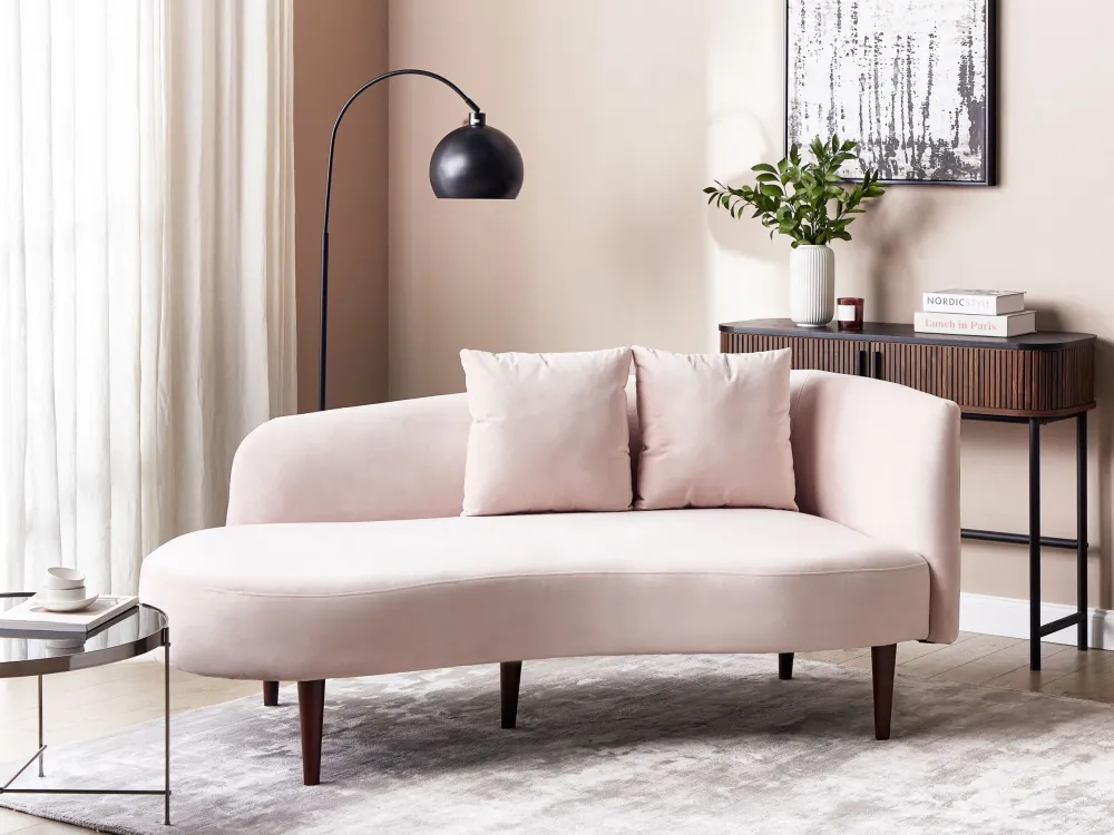 Right Hand velluto Chaise Lounge Pink CHAUMONT