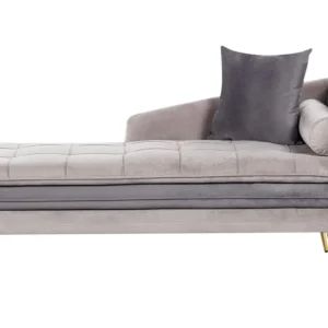 Right Hand Velvet Chaise Lounge Panna and Grey GONESSE