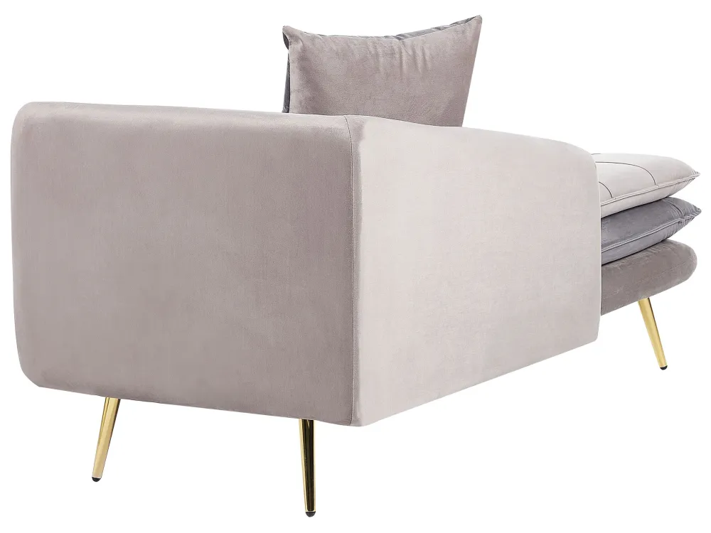 Right Hand Velvet Chaise Lounge Panna and Grey GONESSE