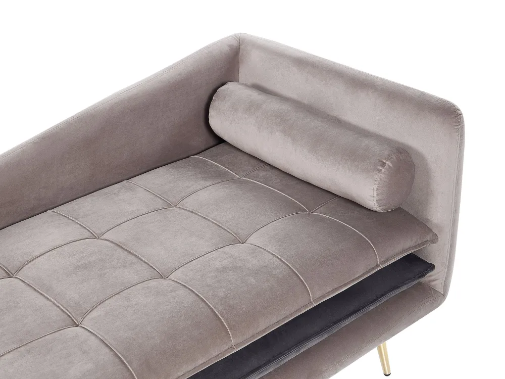 Right Hand Velvet Chaise Lounge Panna and Grey GONESSE