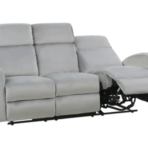 3 Seater Velvet Manual Recliner Sofa Light Grey VERDAL