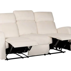 3 Seater Velvet Meccanico Recliner Sofa White VERDAL