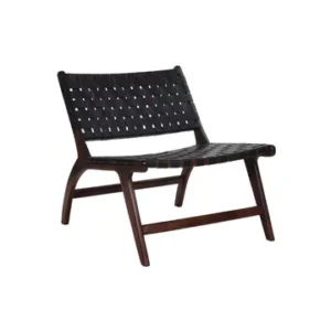 Sedia Aosta pelle nera e legno Pomax - 76cm